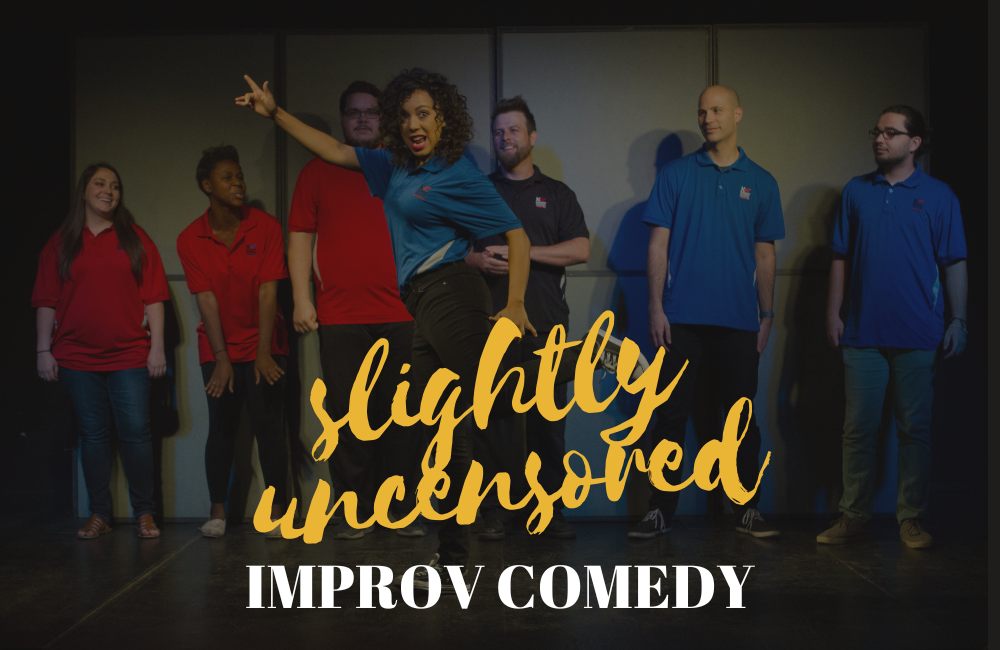 Comedians performing interactive and spontaneous improv comedy show at Neighborhood Comedy Theatre in East Valley, Downtown Mesa