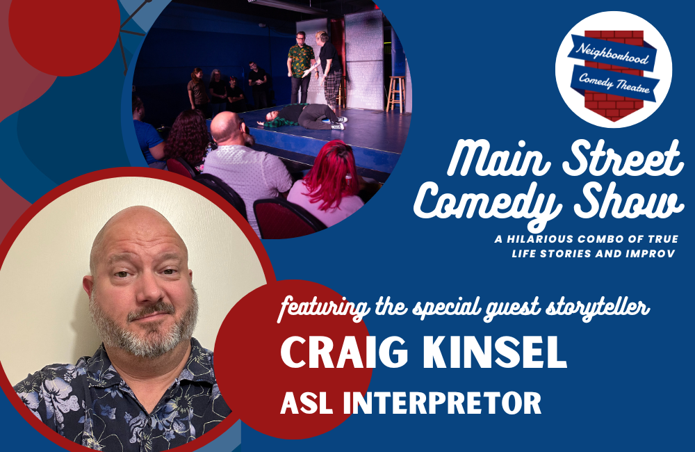 Craig Kinsel is the guest storyteller for the main street comedy show in downtown mesa.