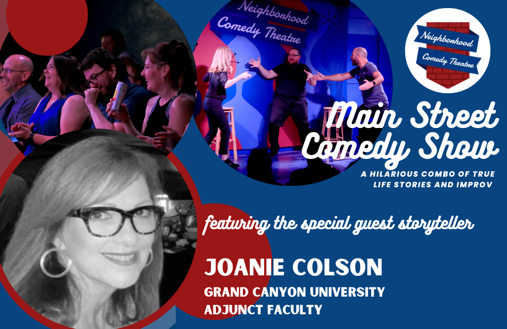 joannie colson is the guest storyteller for the neigbhborhood comedy theatre in downtown mesa