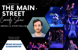 Brian Mcauley is a storyteller at the Nighborhood Comedy theatre in downtown Mesa Arizona
