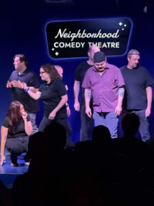 Cast on stage at the neighborhood Comedy theatre in downtown mesa